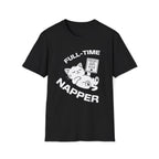 T-Shirt — 'Full Time Napper' Tired Cat Graphic Tee (Tired jokes)