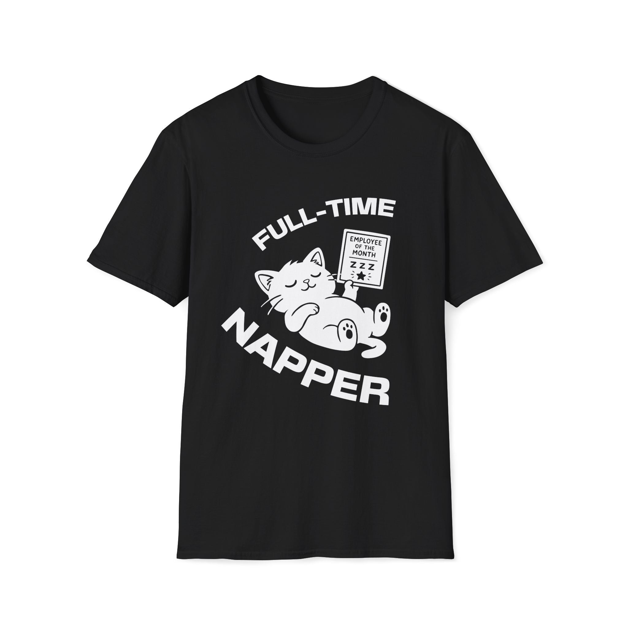 T-Shirt — 'Full Time Napper' Tired Cat Graphic Tee (Tired jokes)