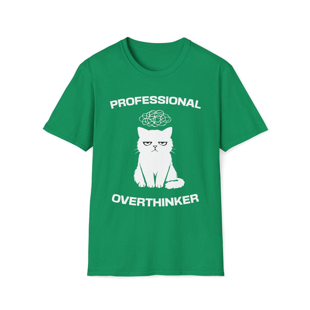 T-Shirt — 'Professional Overthinker' Tired Cat Graphic Tee (Tired jokes)
