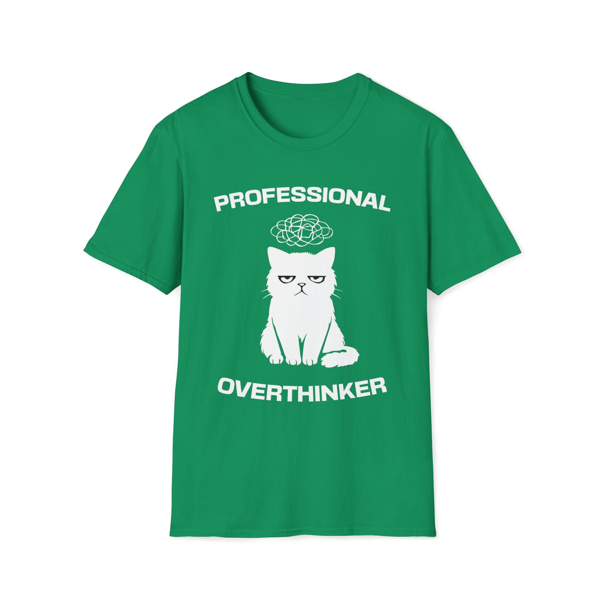 T-Shirt — 'Professional Overthinker' Tired Cat Graphic Tee (Tired jokes)