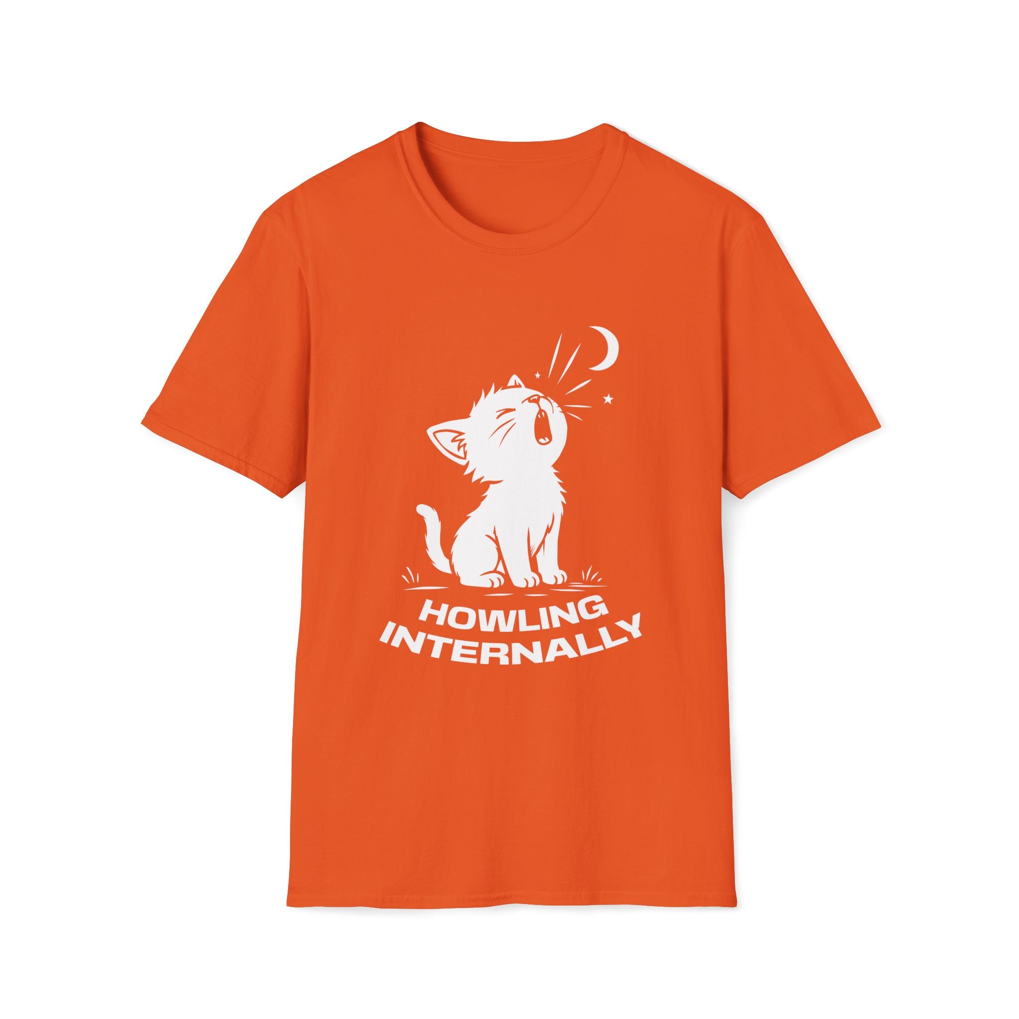 T-Shirt — 'HOWLING INTERNALLY' Tired Cat Graphic Tee (Tired jokes)