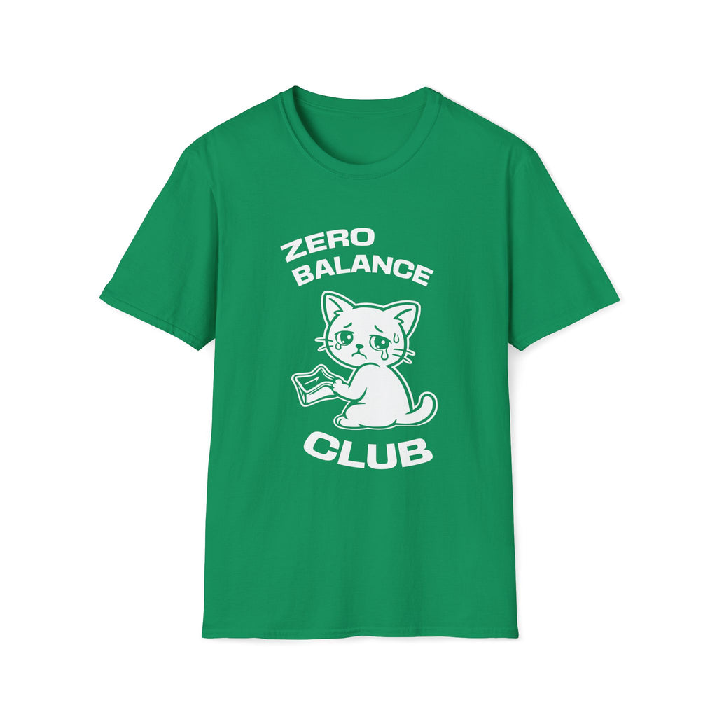 T-Shirt — 'ZERO BALANCE CLUB' Tired Cat Graphic Tee (Tired jokes)