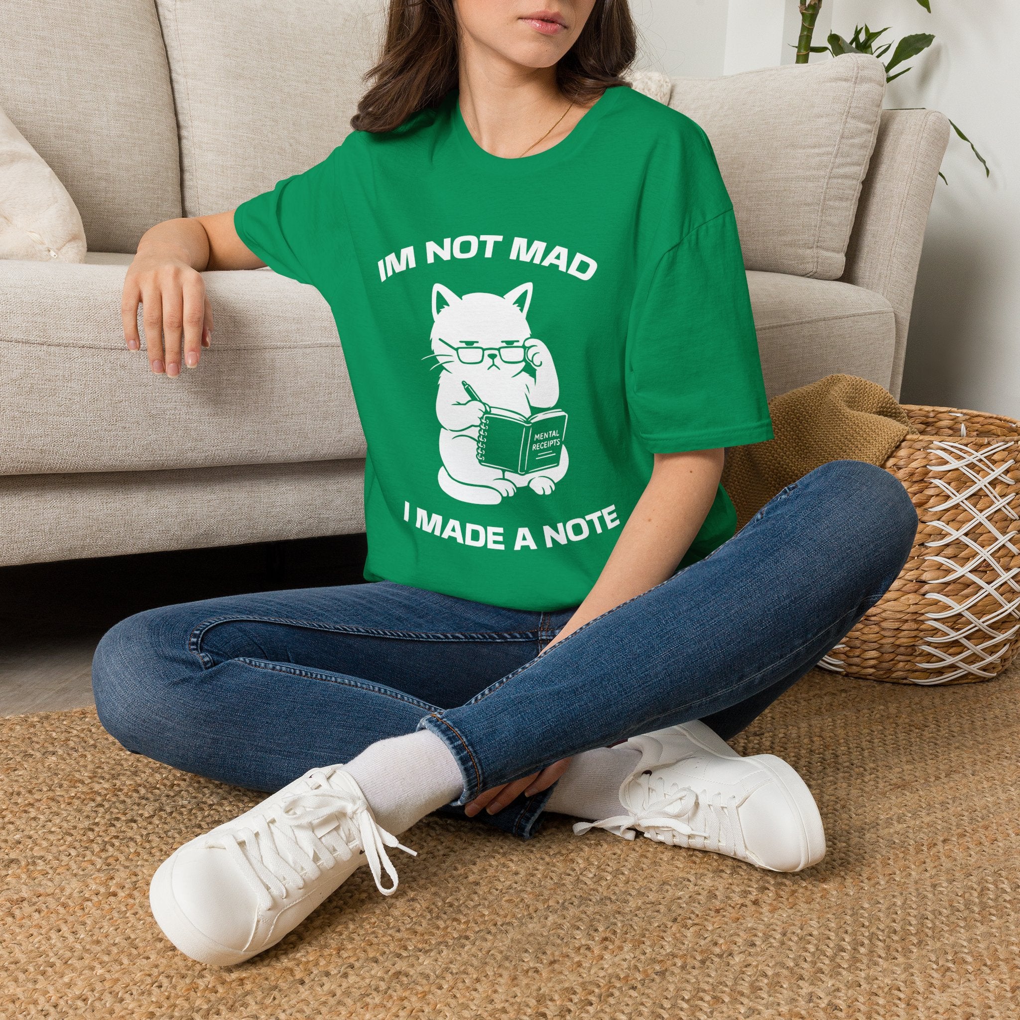 T-Shirt — 'Im not mad I made a note' Tired Cat Graphic Tee (Tired jokes)