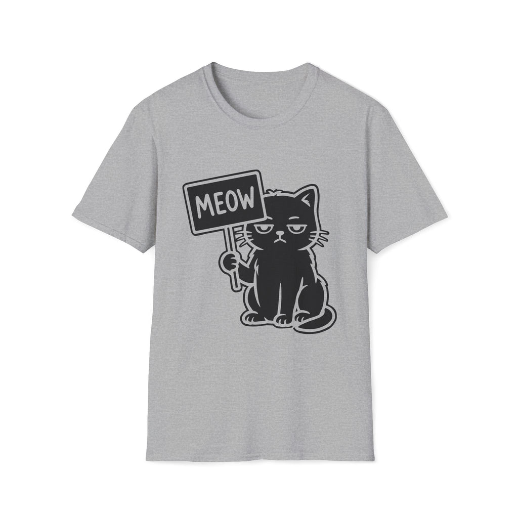 T-Shirt — 'MEOW' Tired Cat Graphic Tee (Tired jokes)