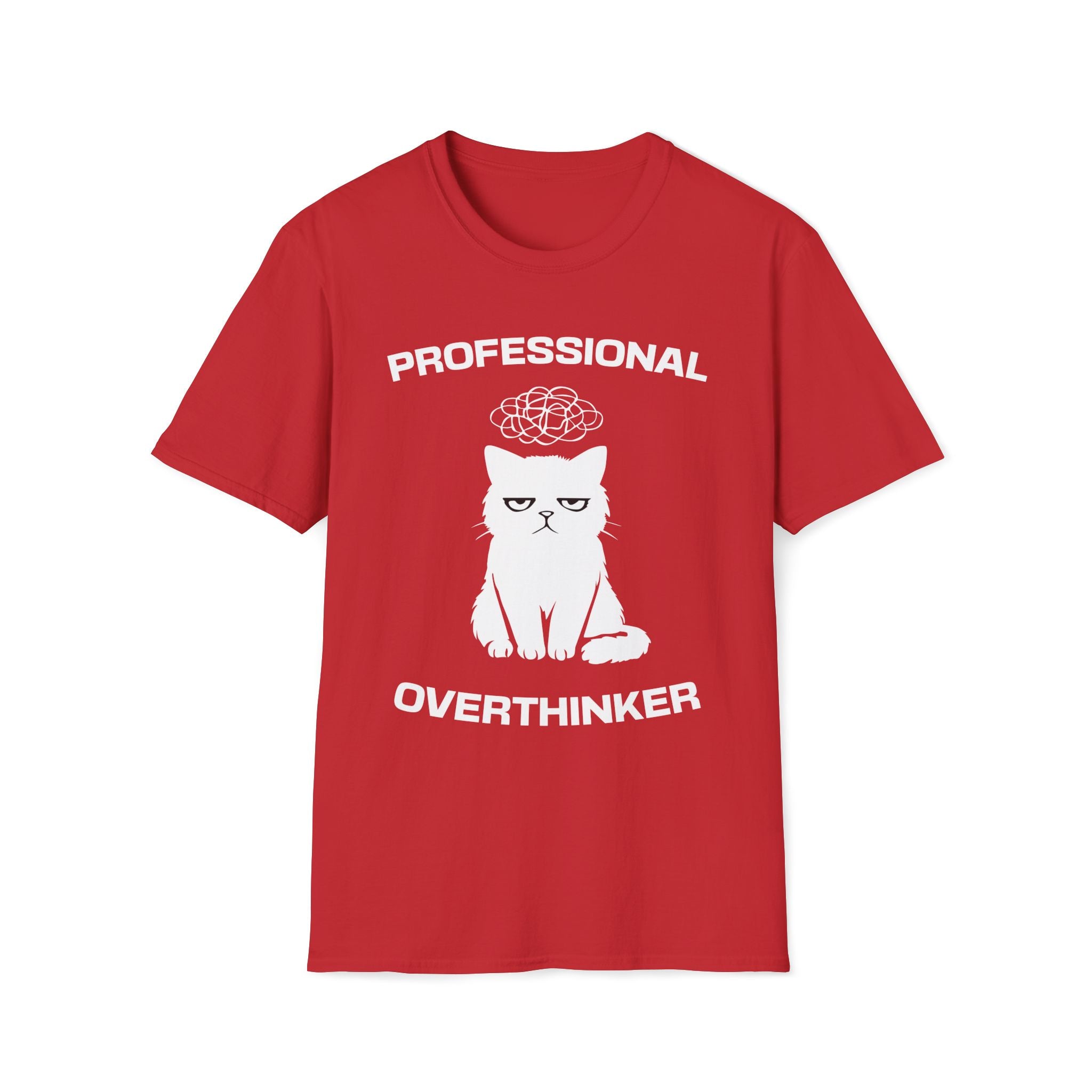 T-Shirt — 'Professional Overthinker' Tired Cat Graphic Tee (Tired jokes)