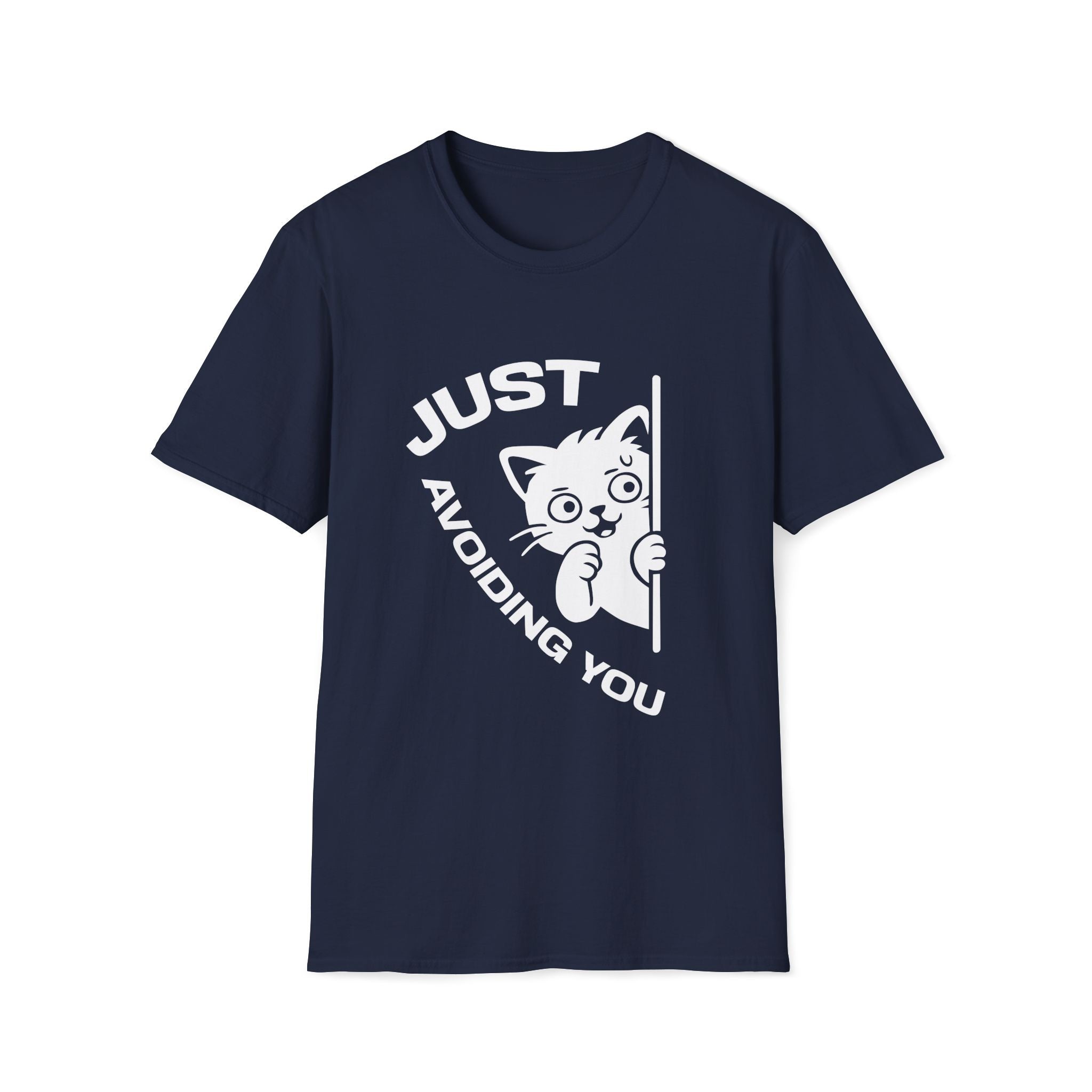 T-Shirt — 'Just Avoiding You' Tired Cat Graphic Tee (Tired jokes)