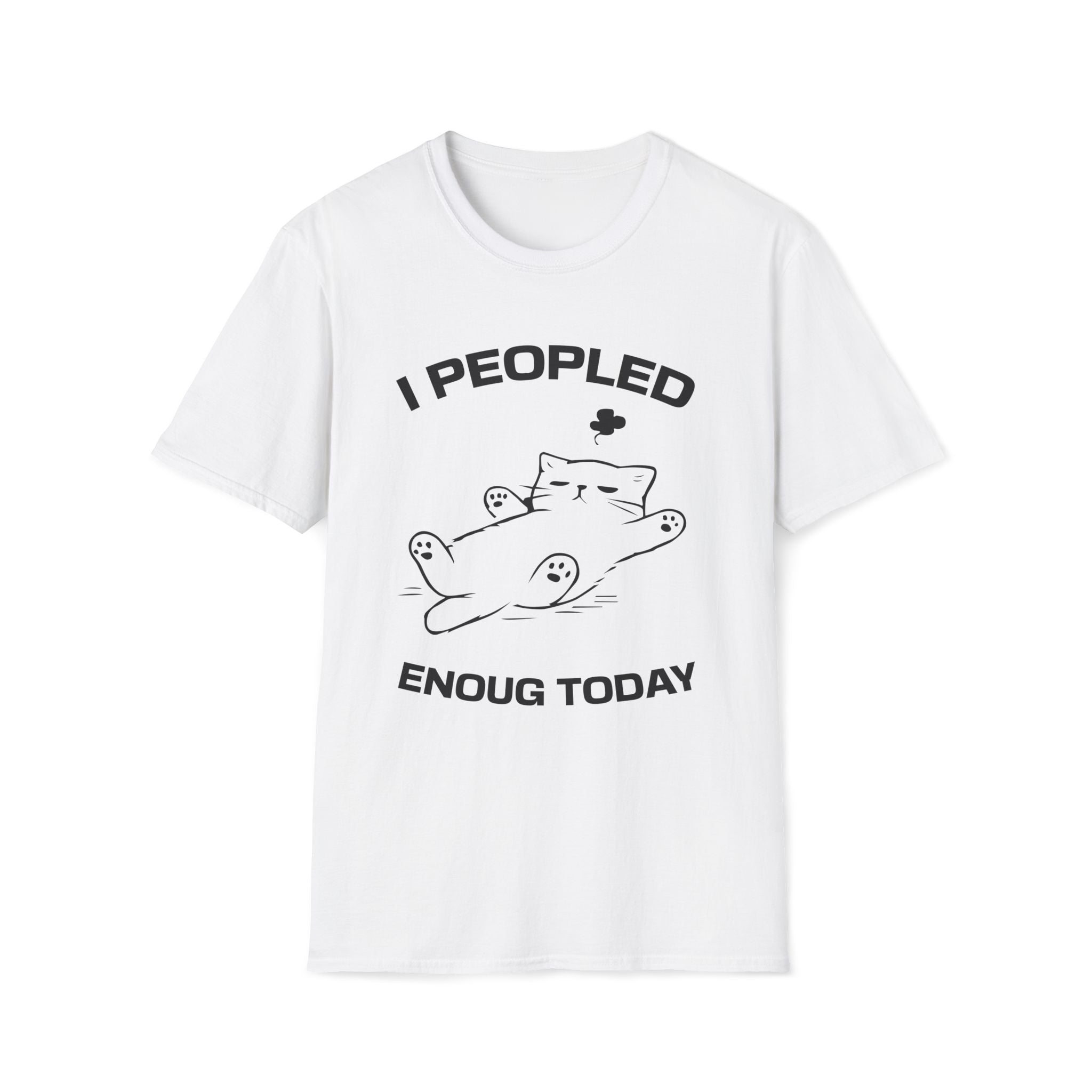 T-Shirt — 'I Peopled Enough Today' Tired Cat Graphic Tee (Tired jokes)
