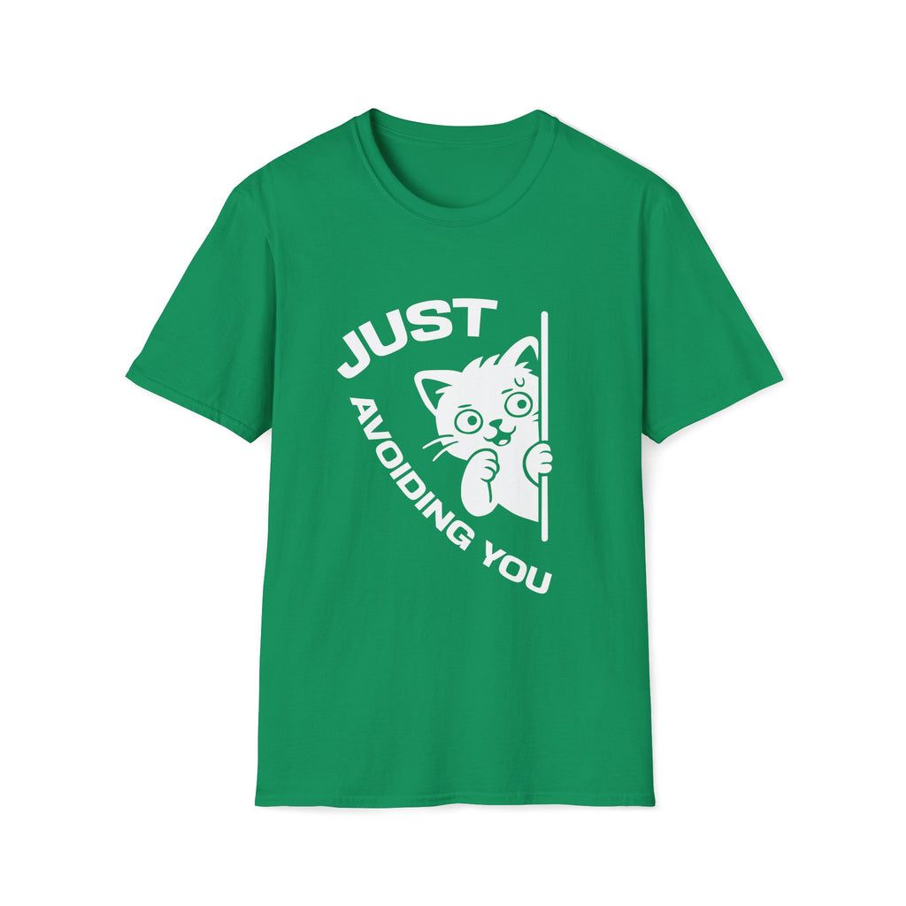 T-Shirt — 'Just Avoiding You' Tired Cat Graphic Tee (Tired jokes)