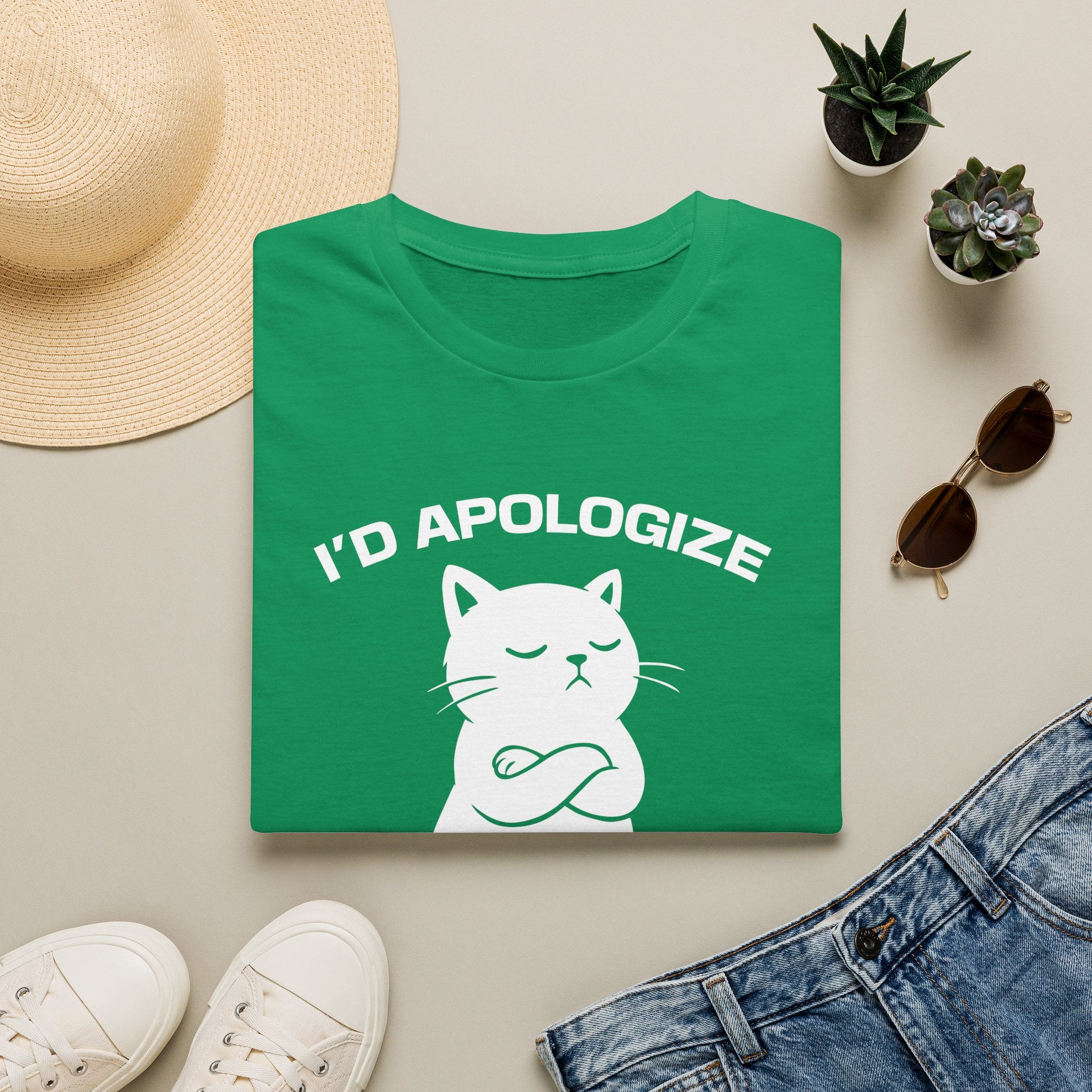 T-Shirt — 'I'd apologize but i'm not wrong' Tired Cat Graphic Tee (Tired jokes)