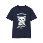 T-Shirt — 'PRACTICING MY POKER FACE' Tired Cat Graphic Tee (Tired jokes)