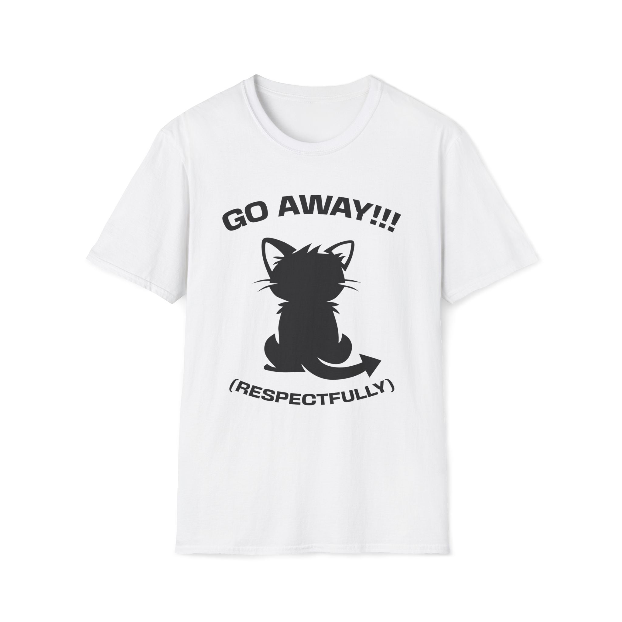T-Shirt — 'GO AWAY RESPECTFULLY' Tired Cat Graphic Tee (Tired jokes)