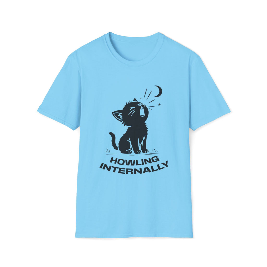 T-Shirt — 'HOWLING INTERNALLY' Tired Cat Graphic Tee (Tired jokes)