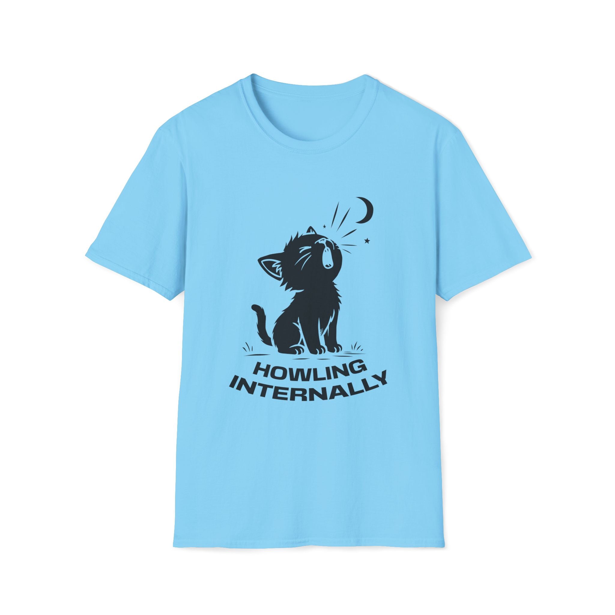 T-Shirt — 'HOWLING INTERNALLY' Tired Cat Graphic Tee (Tired jokes)