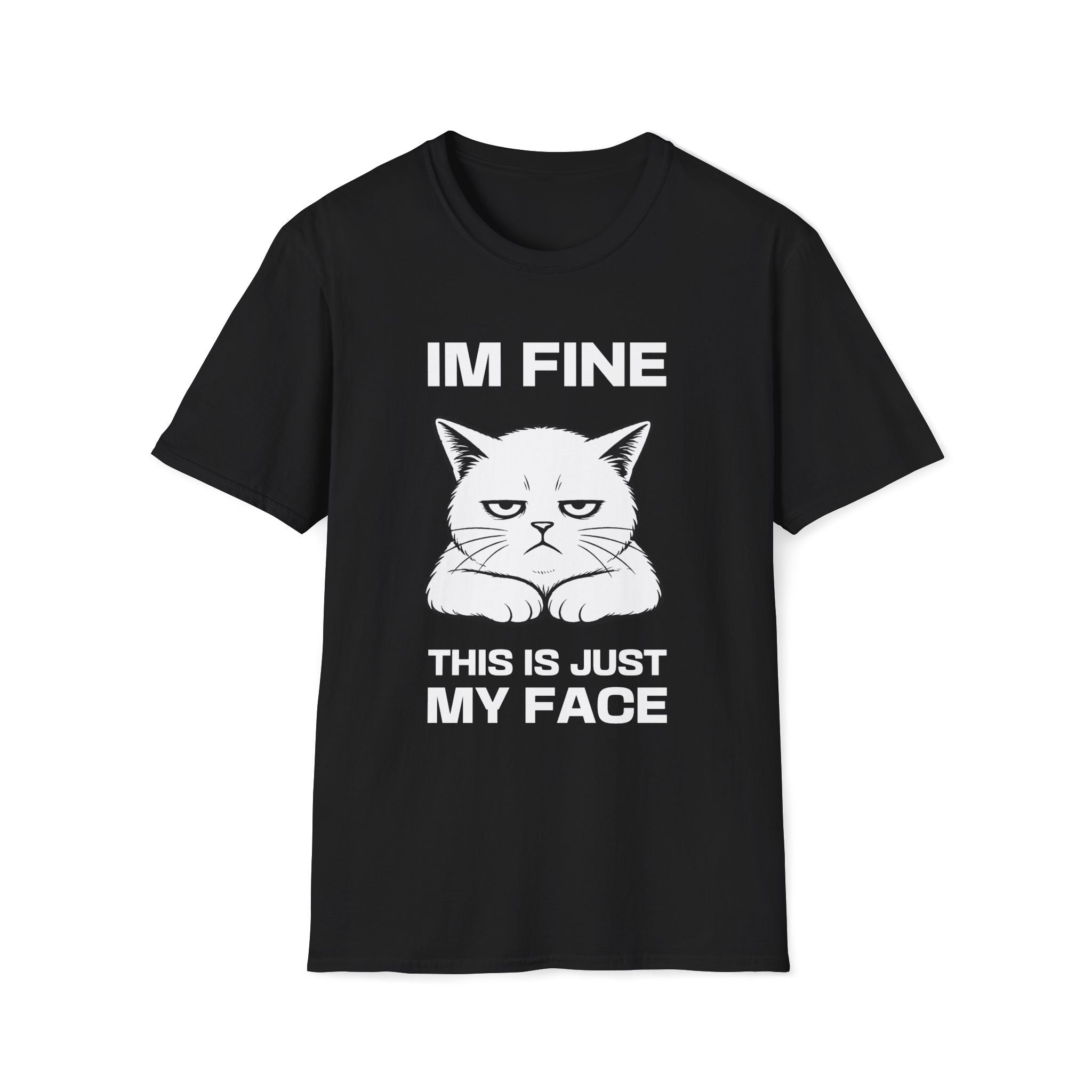 T-Shirt — 'IM FINE' Tired Cat Graphic Tee (This Is Just My Face)