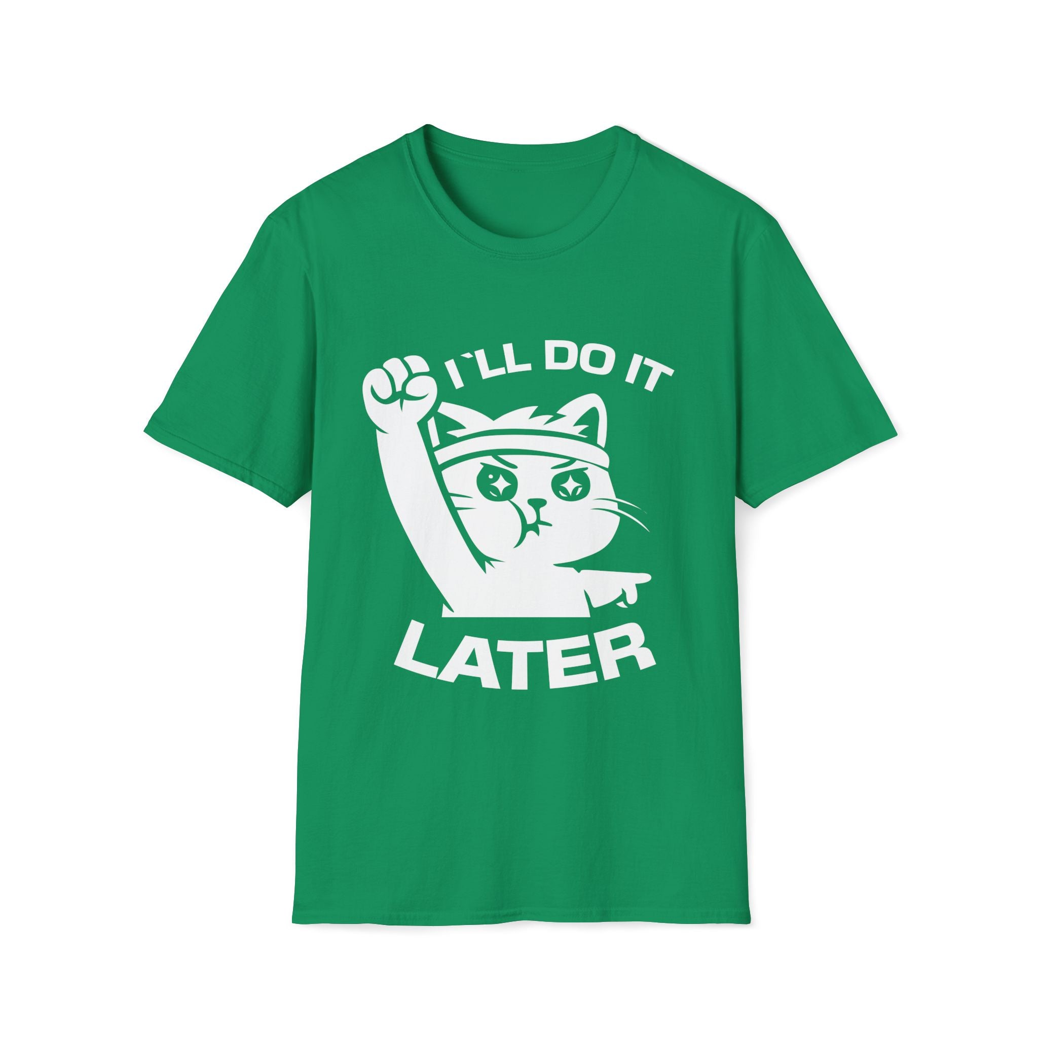 T-Shirt — 'I'll Do It Later' Tired Cat Graphic Tee (Tired jokes)