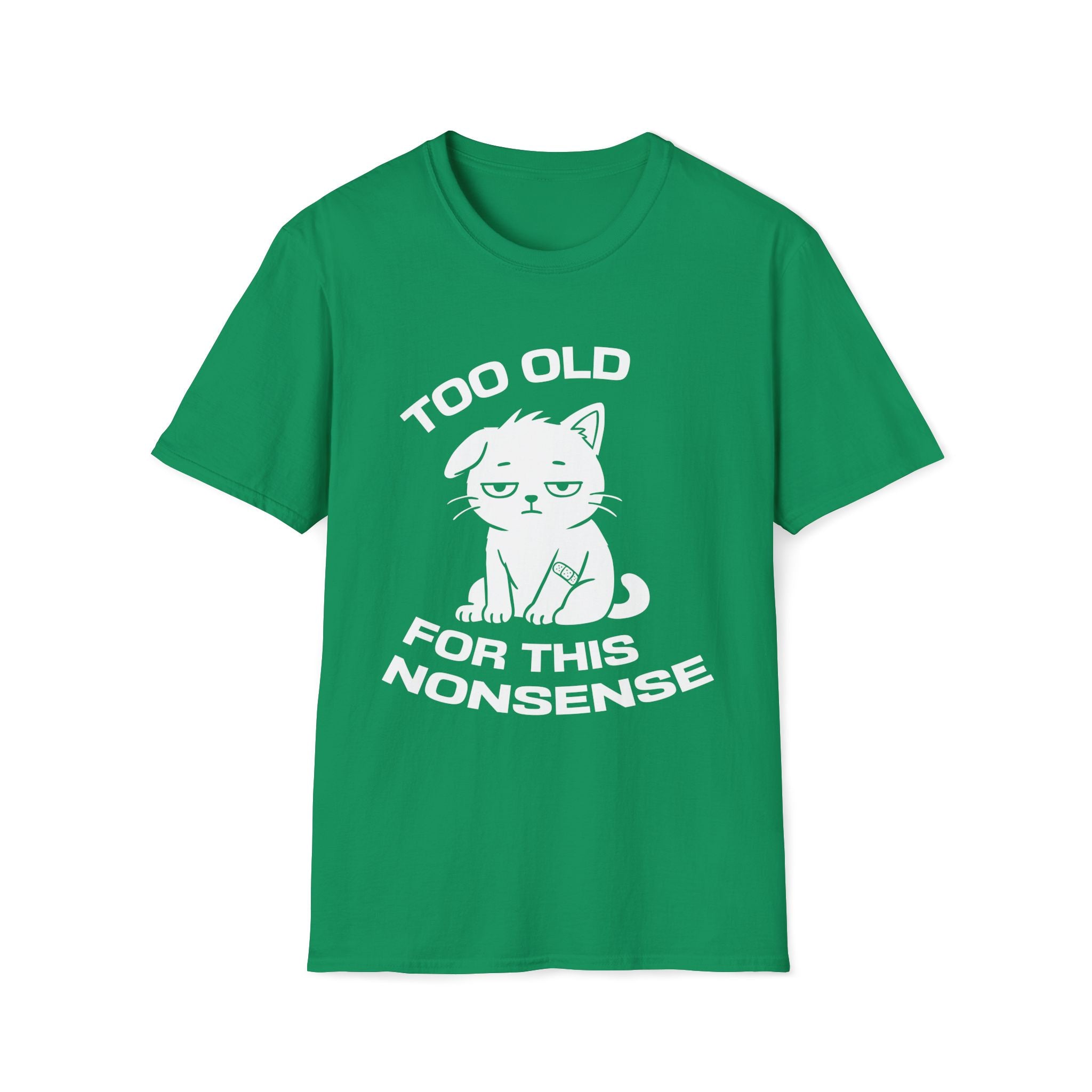 T-Shirt — ' TOO OLD FOR THIS NONSENSE' Tired Cat Graphic Tee (Tired jokes)