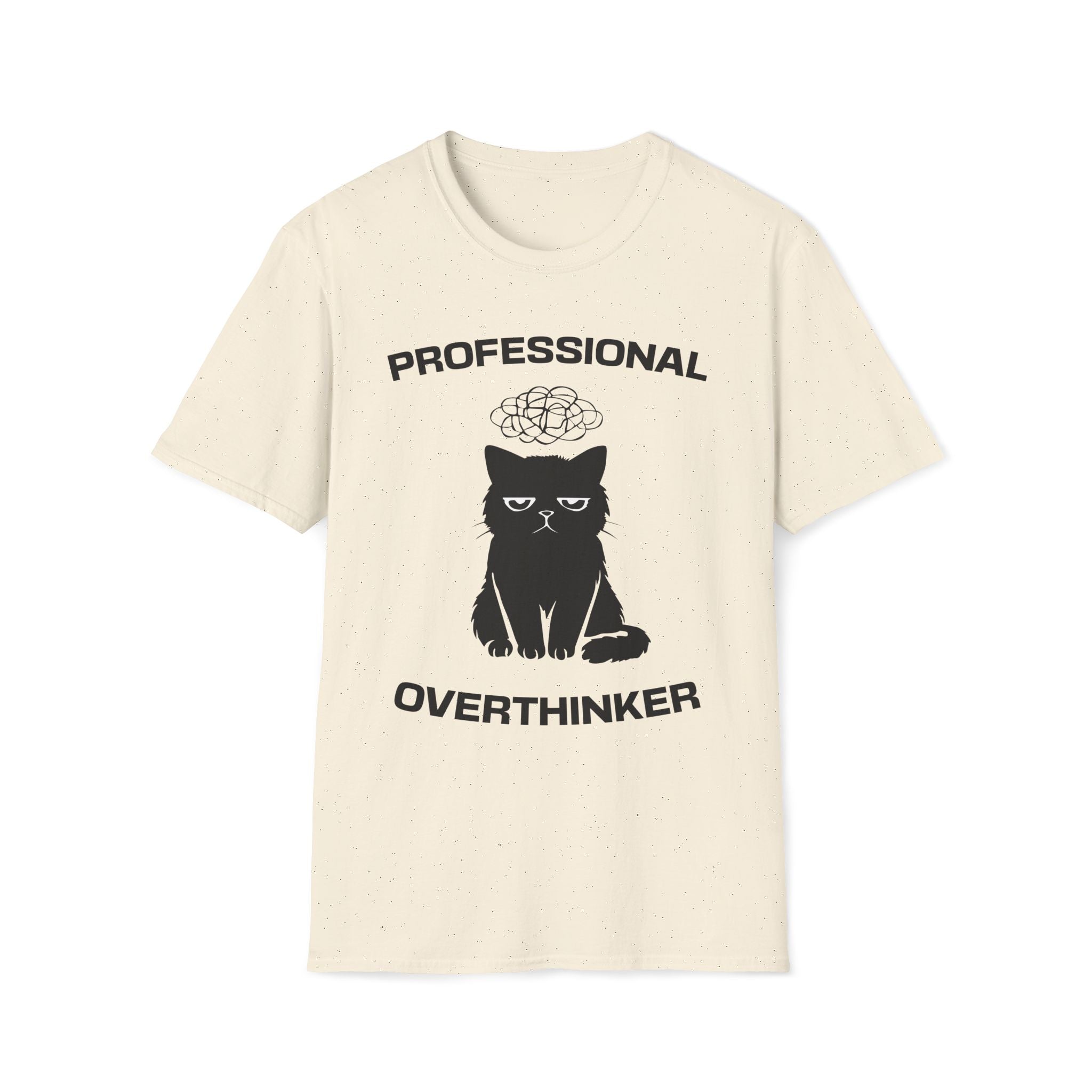 T-Shirt — 'Professional Overthinker' Tired Cat Graphic Tee (Tired jokes)