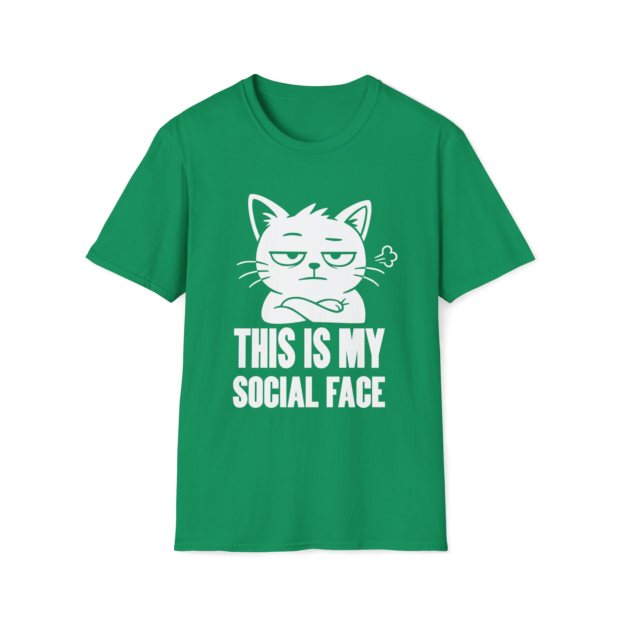 T-Shirt — 'This Is My Social Face' Tired Cat Graphic Tee (Tired jokes)