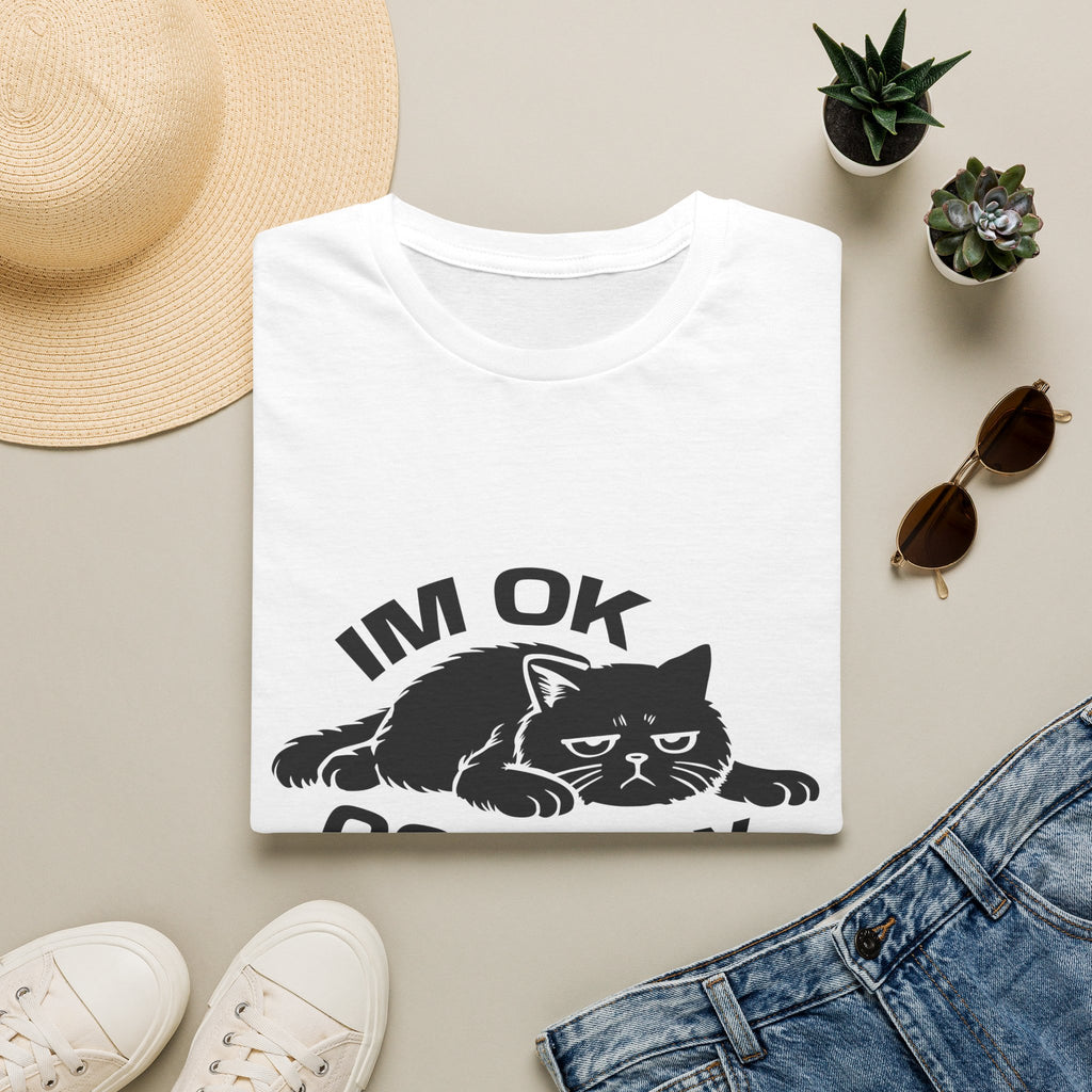 T-Shirt — 'I'm OK Go Away' Tired Cat Graphic Tee (Tired jokes)