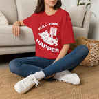 T-Shirt — 'Full Time Napper' Tired Cat Graphic Tee (Tired jokes)