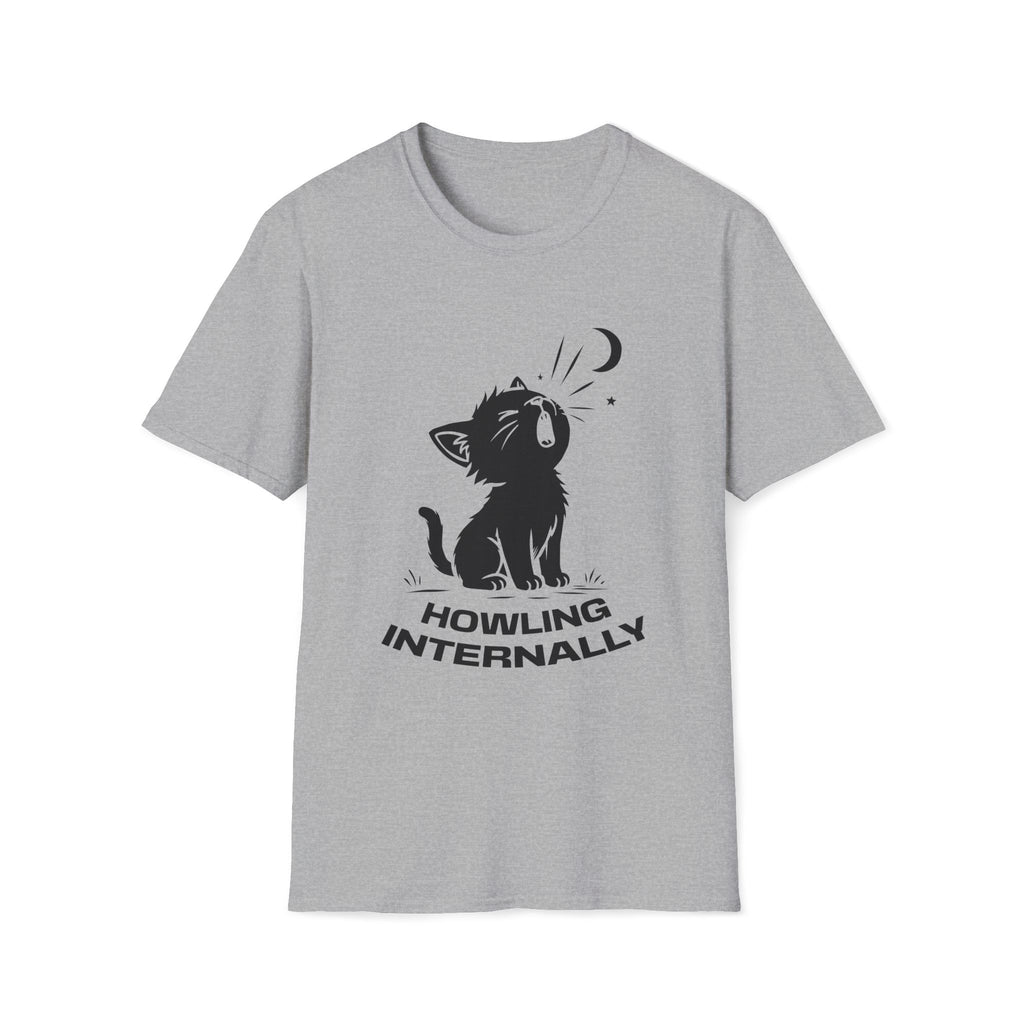 T-Shirt — 'HOWLING INTERNALLY' Tired Cat Graphic Tee (Tired jokes)