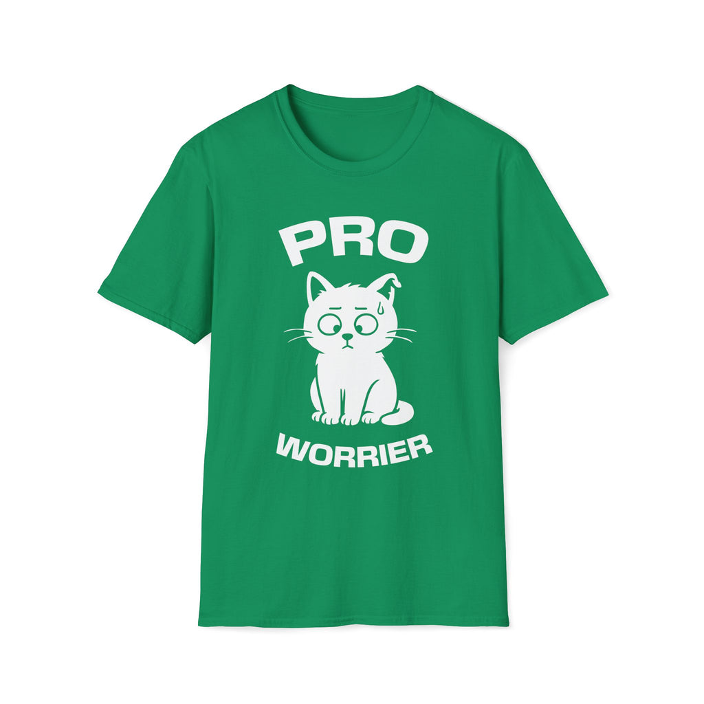 T-Shirt — 'Pro Worrier' Tired Cat Graphic Tee (Tired jokes)