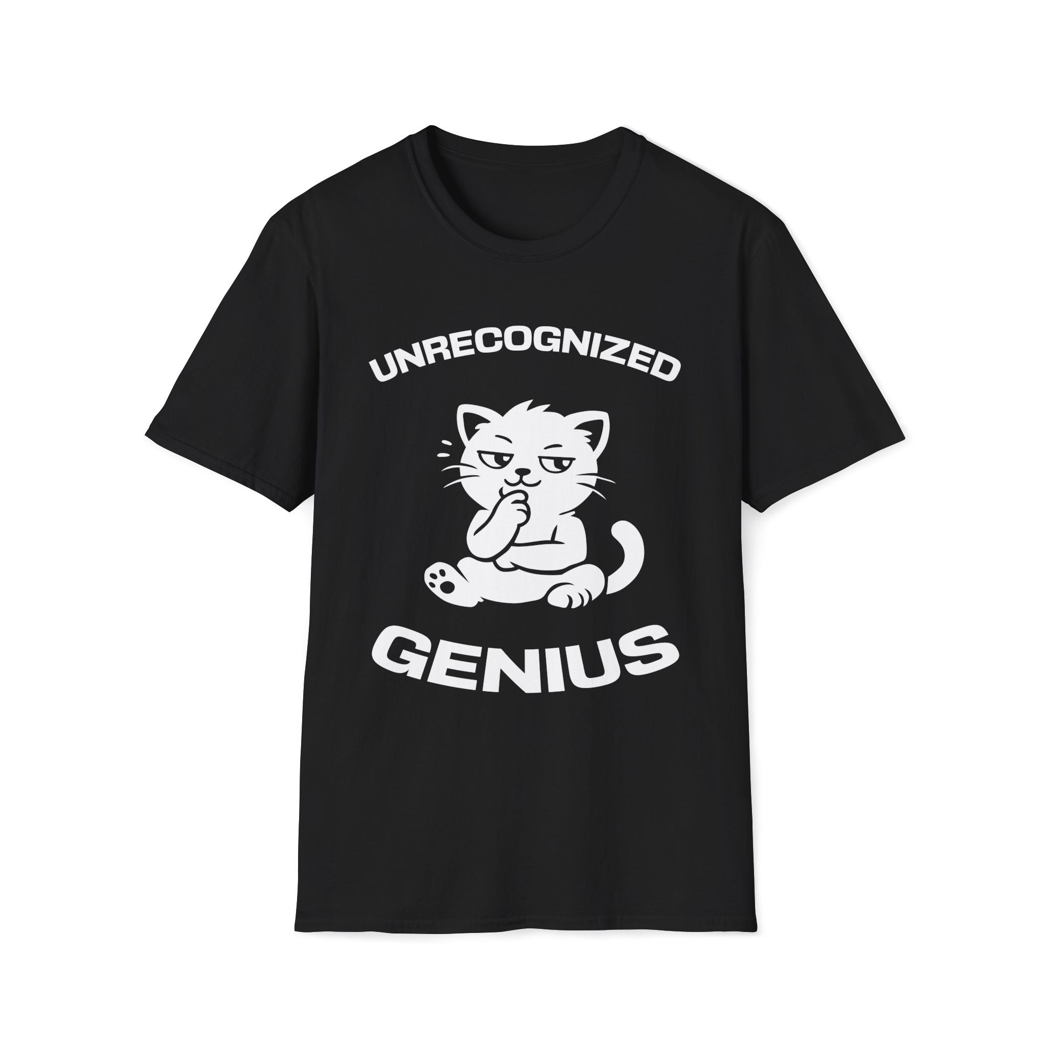 T-Shirt — 'Unrecognized Genius' Tired Cat Graphic Tee (Tired jokes)