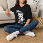 T-Shirt — 'CAT ENERGY HUMAN SCHEDULE' Tired Cat Graphic Tee (Tired jokes)