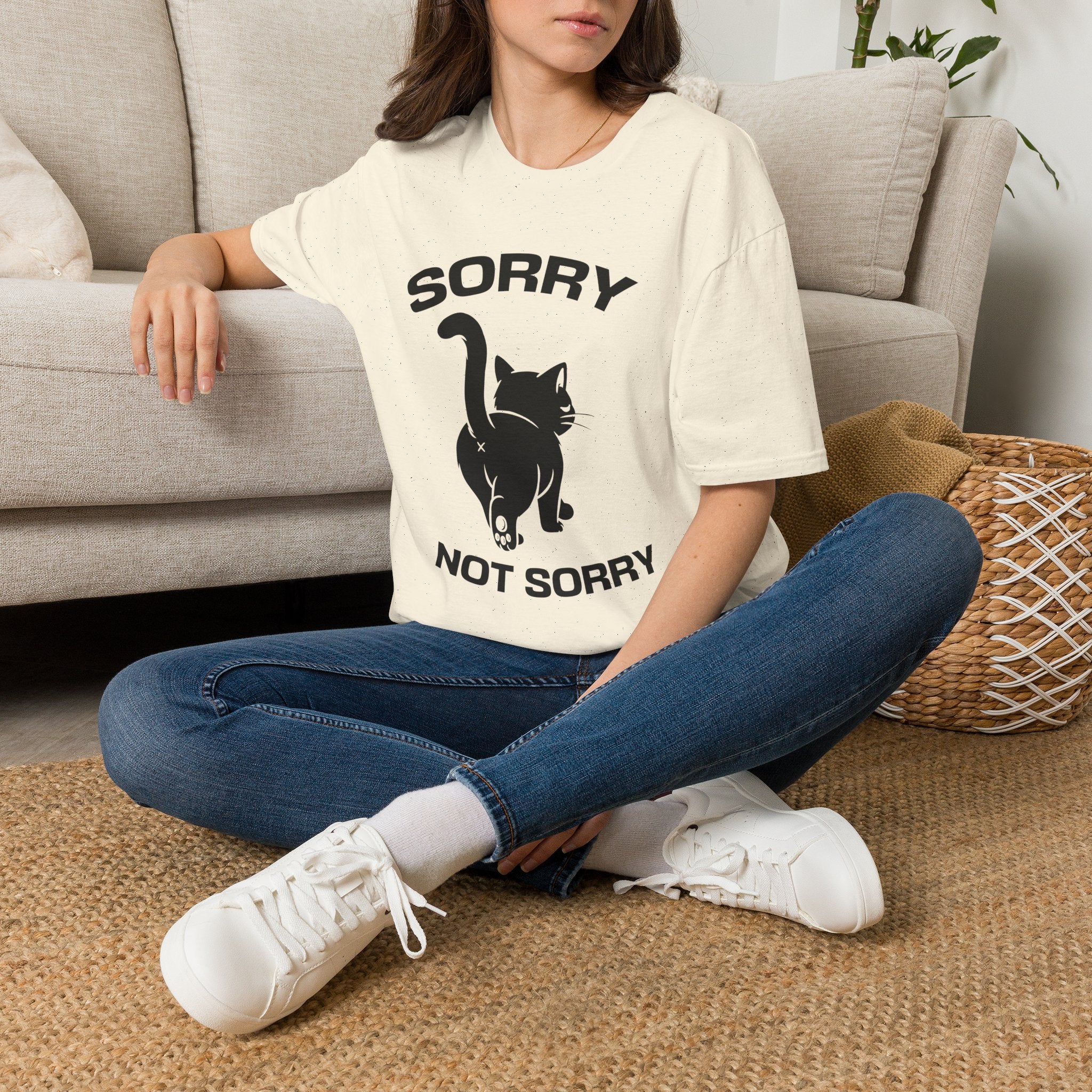 T-Shirt — 'Sorry Not Sorry' Tired Cat Graphic Tee (Tired jokes)