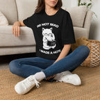 T-Shirt — 'Im not mad I made a note' Tired Cat Graphic Tee (Tired jokes)