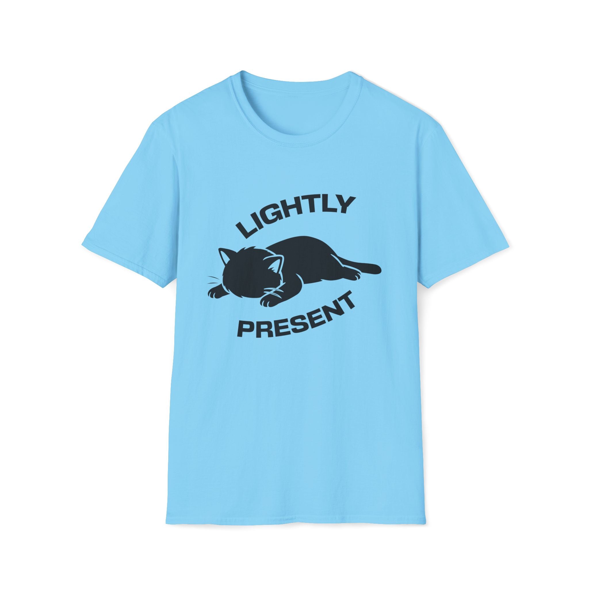T-Shirt — 'Lightly Present' Tired Cat Graphic Tee (Tired jokes)