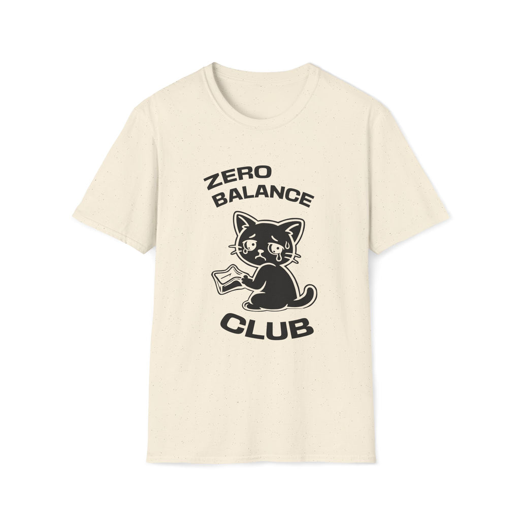T-Shirt — 'ZERO BALANCE CLUB' Tired Cat Graphic Tee (Tired jokes)