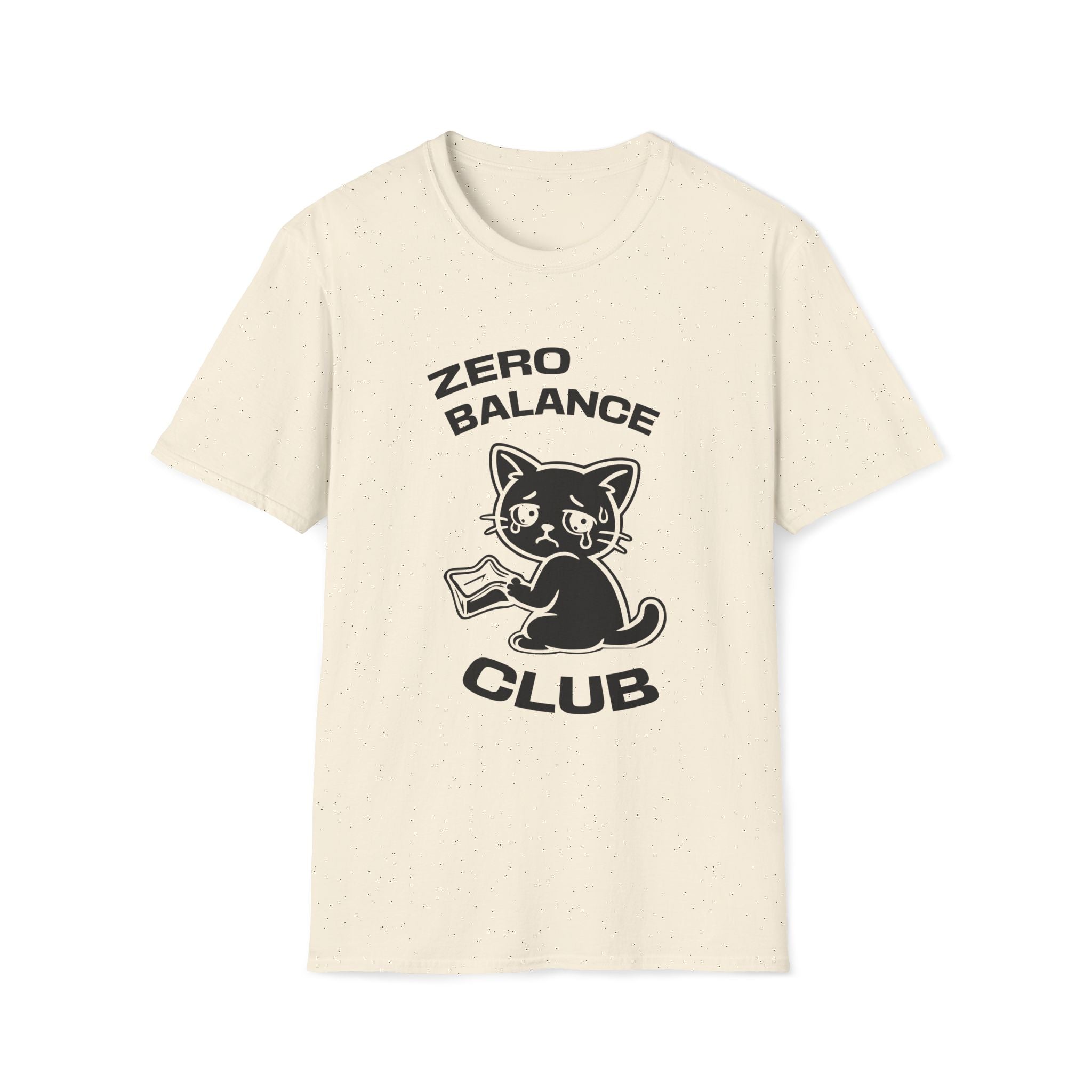 T-Shirt — 'ZERO BALANCE CLUB' Tired Cat Graphic Tee (Tired jokes)