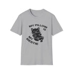 T-Shirt — 'My Pillow Is My Bestie' Tired Cat Graphic Tee (Tired jokes)