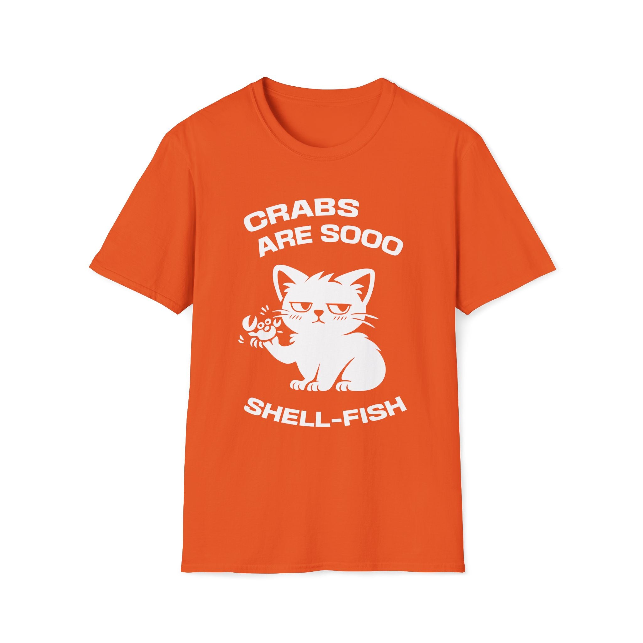 T-Shirt — 'CRABS ARE SO SHELL-FISH' Tired Cat Graphic Tee (Tired jokes)