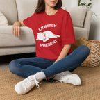 T-Shirt — 'Lightly Present' Tired Cat Graphic Tee (Tired jokes)