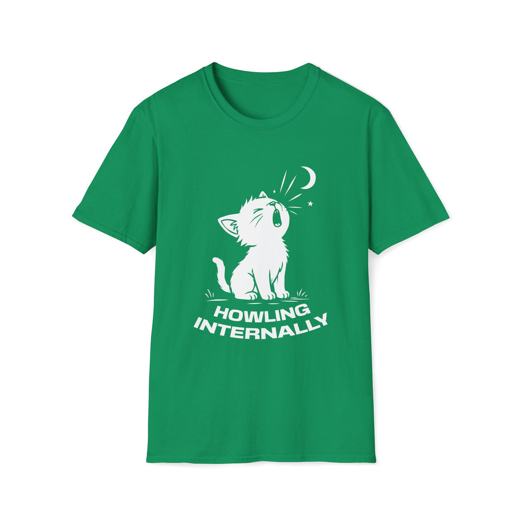 T-Shirt — 'HOWLING INTERNALLY' Tired Cat Graphic Tee (Tired jokes)