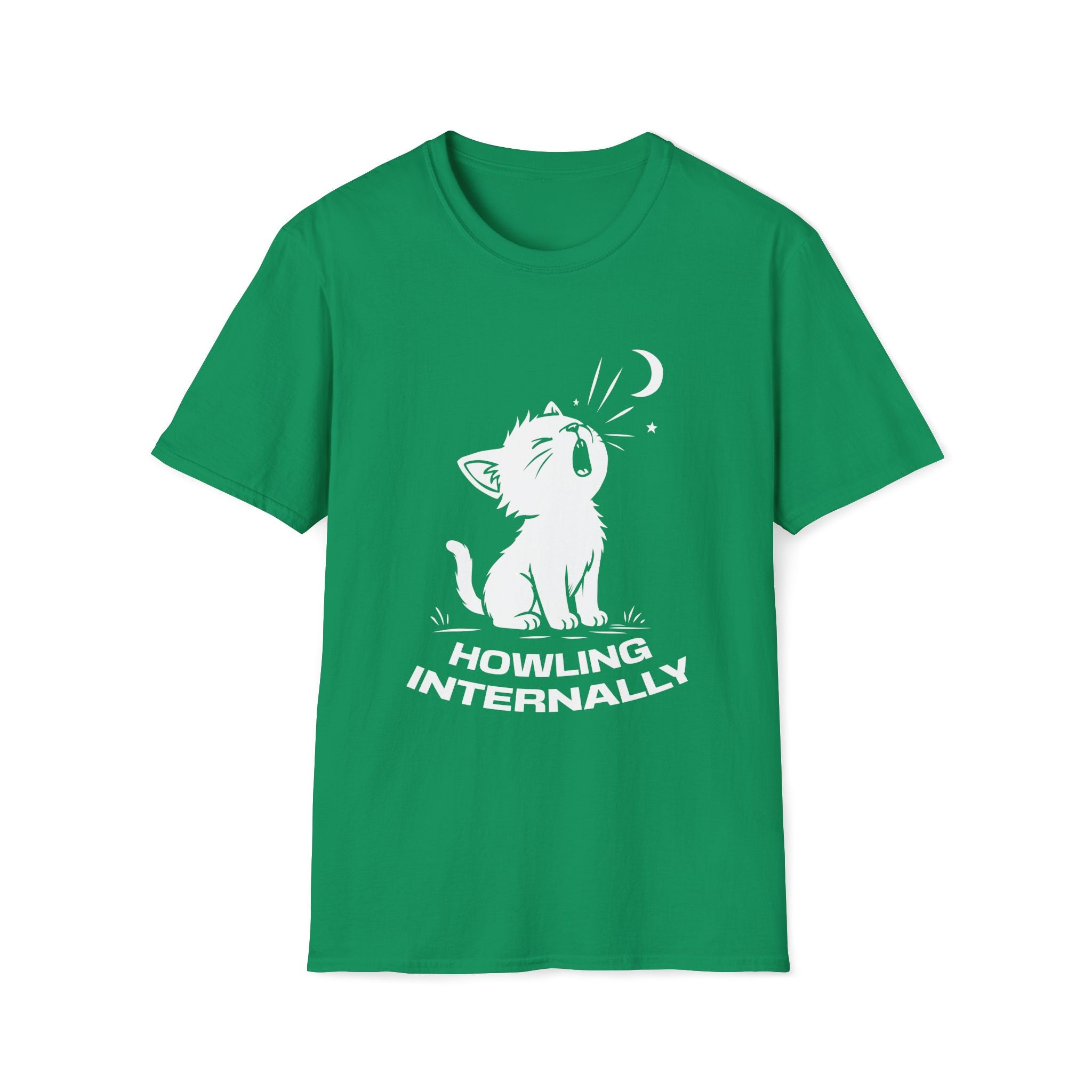T-Shirt — 'HOWLING INTERNALLY' Tired Cat Graphic Tee (Tired jokes)