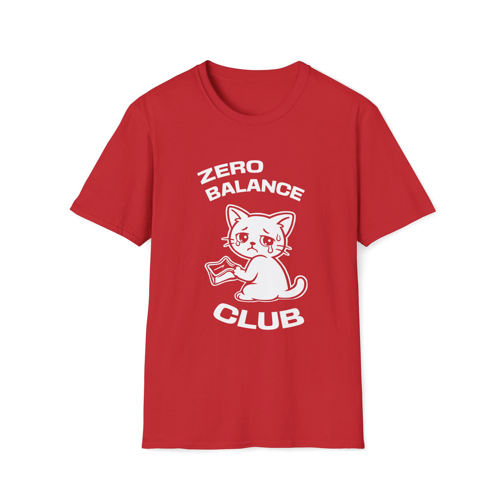 T-Shirt — 'ZERO BALANCE CLUB' Tired Cat Graphic Tee (Tired jokes)