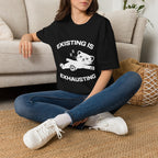 T-Shirt — 'Existing is Exhausthing ' Tired Cat Graphic Tee (Tired jokes)
