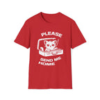 T-Shirt — 'PLEASE SEND ME HOME' Tired Cat Graphic Tee (Tired jokes)