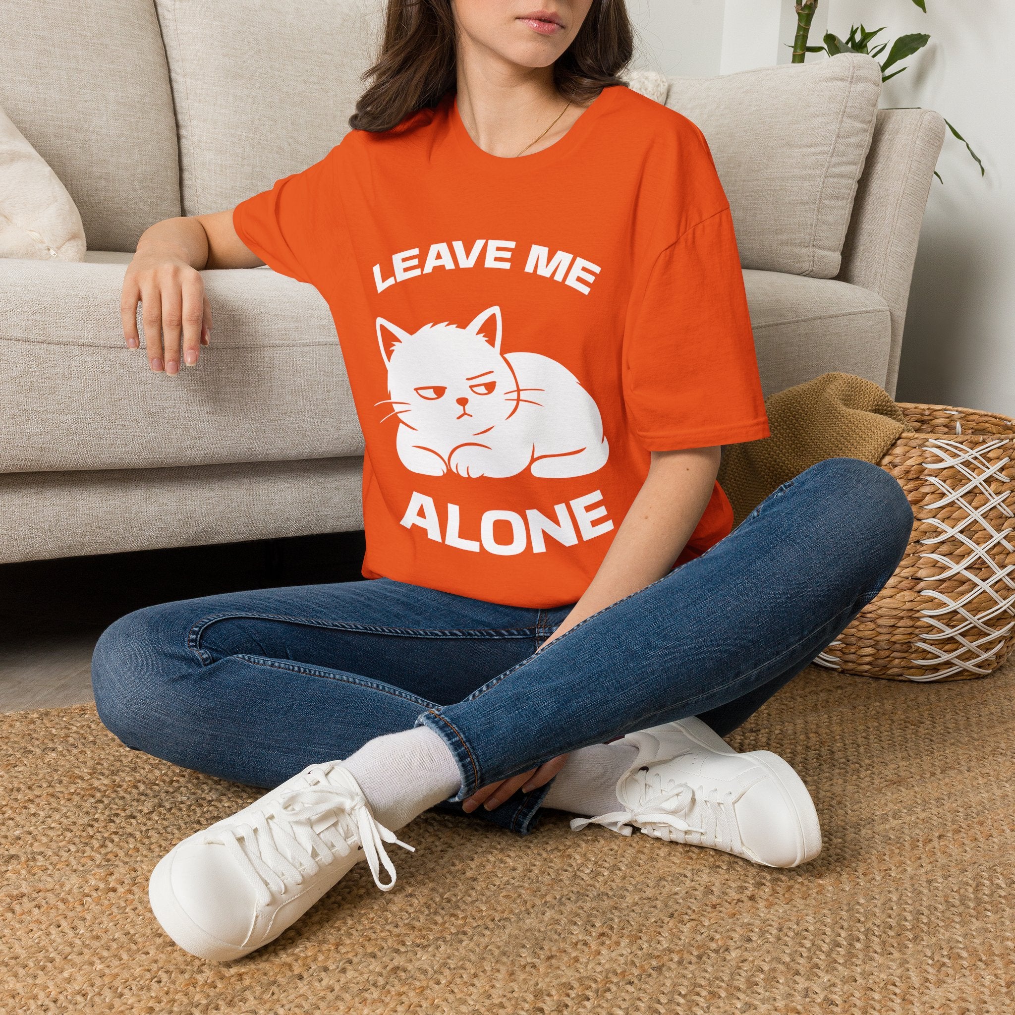 T-Shirt — 'LEAVE ME ALONE' Tired Cat Graphic Tee (Tired jokes)