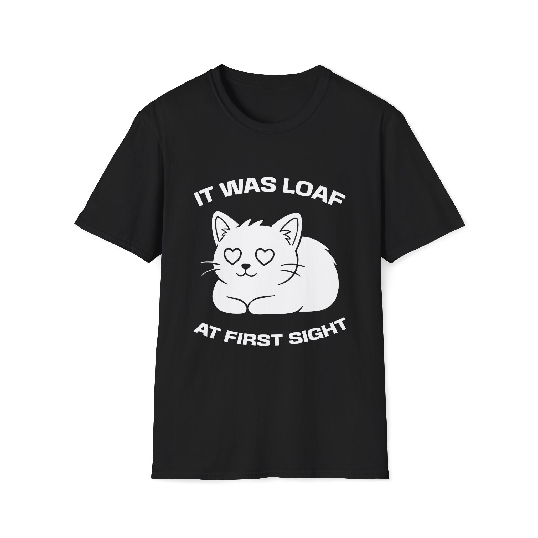 T-Shirt — 'IT WAS LOAF AT FIRST SIGHT' Tired Cat Graphic Tee (Tired jokes)