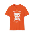 T-Shirt — 'PRACTICING MY POKER FACE' Tired Cat Graphic Tee (Tired jokes)