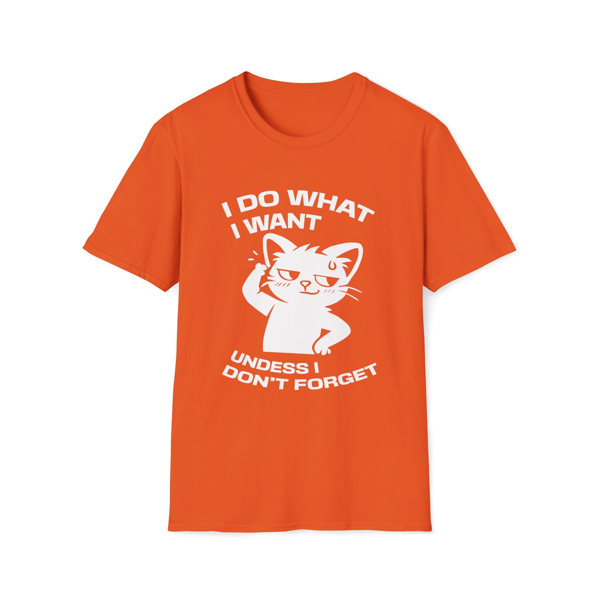 T-Shirt — 'I DO WHAT I WANT UNLESS I DON'T FORGET' Tired Cat Graphic Tee (Tired jokes)