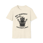 T-Shirt — 'ENERGY LEVEL HOUSEPLANT' Tired Cat Graphic Tee (Tired jokes)