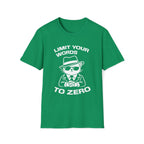T-Shirt — 'LIMIT YOUR WORDS TO ZERO' Tired Cat Graphic Tee (Tired jokes)