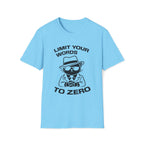 T-Shirt — 'LIMIT YOUR WORDS TO ZERO' Tired Cat Graphic Tee (Tired jokes)