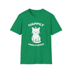 T-Shirt — 'Happily Unbothered' Tired Cat Graphic Tee (Tired jokes)