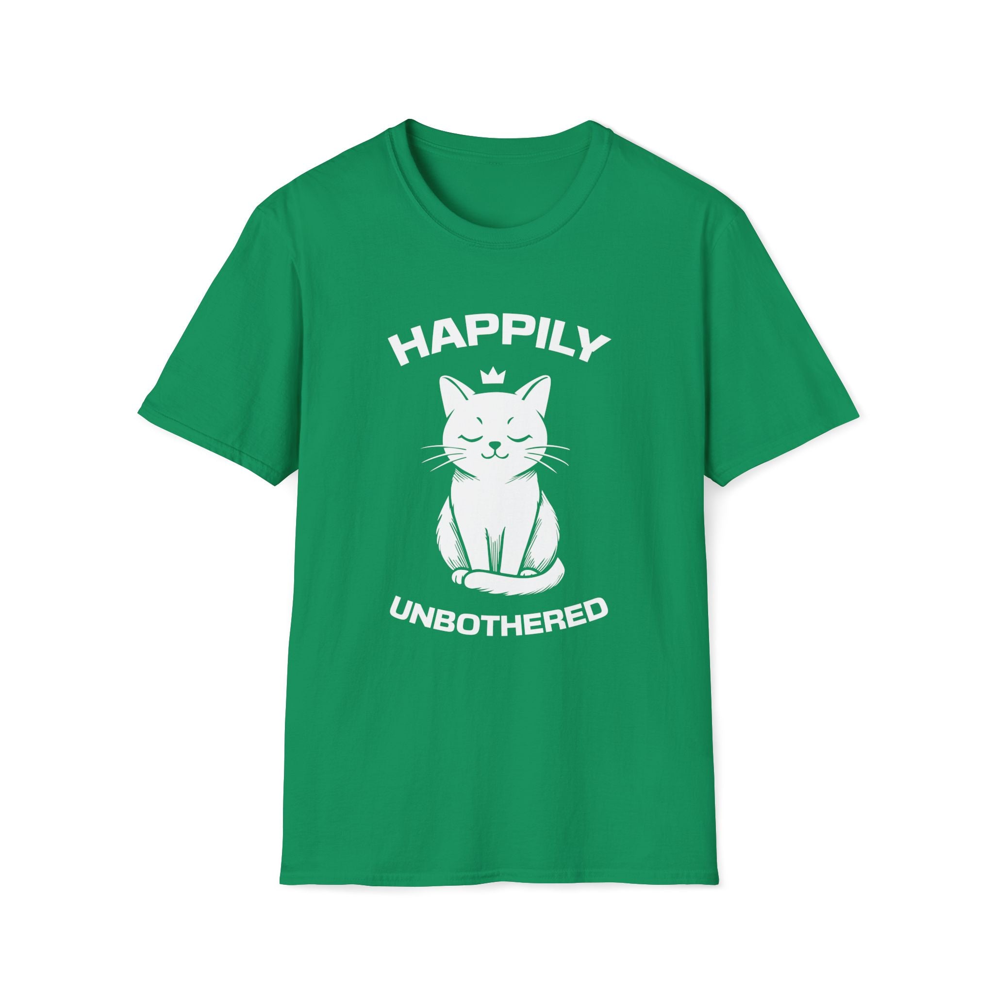 T-Shirt — 'Happily Unbothered' Tired Cat Graphic Tee (Tired jokes)